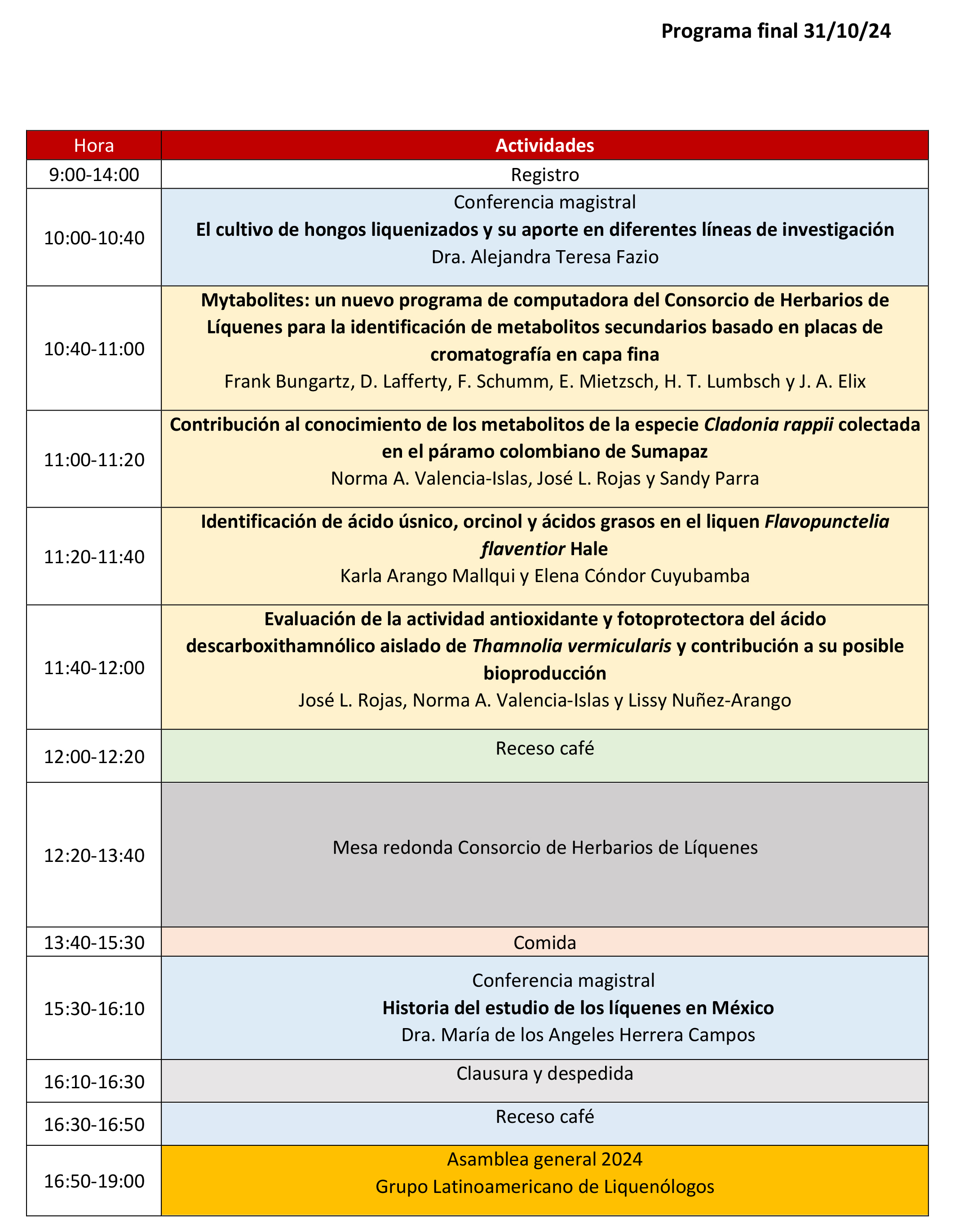 Programación jueves 31: - Programación jueves 31: -