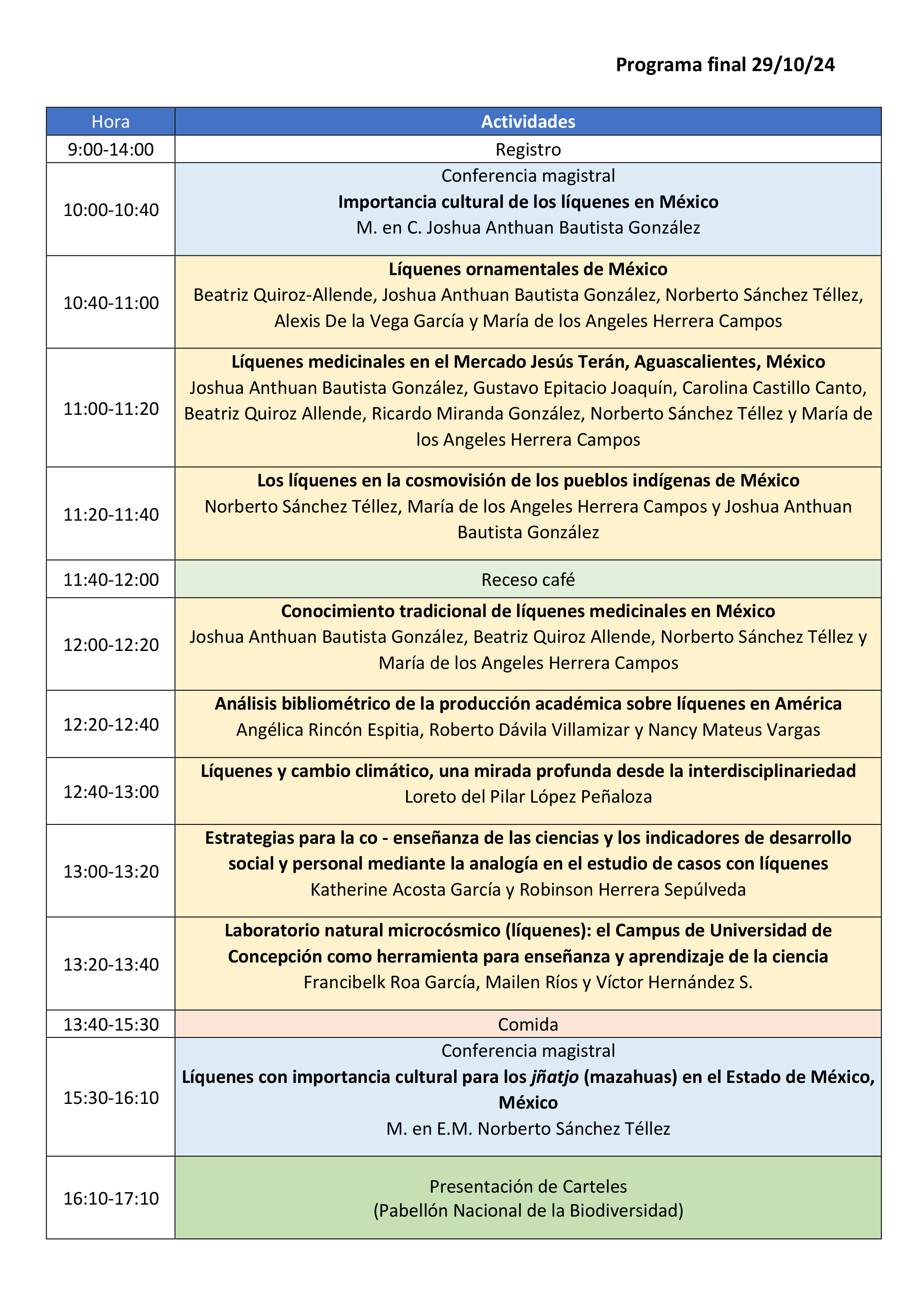 Programación martes 29: - Programación martes 29: -